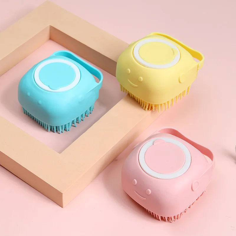 Silicone Pet & Baby Bath Brush With Soft Massage Bristles